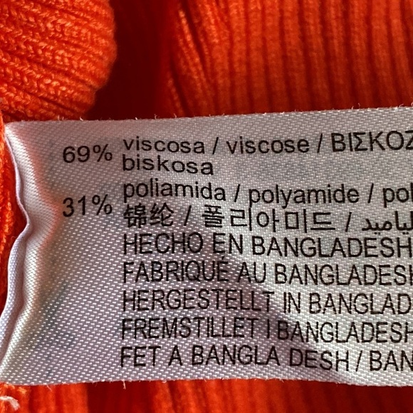 NWT. Zara Orange Knitted V-Neck Mini Dress. Size L. - Picture 11 of 12
